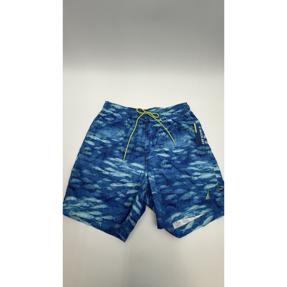 Vintage Nautica Shorts Mens Small Blue AOP Graphic Fish Lined Pocketed‎ 90s